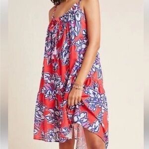 Anthropologie Bianca red floral print camisole cover-up dress 100% Cotton Medium